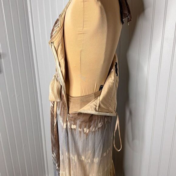 BCBG MaxAzria Sz 8 Silk Halter Dress Ombre Boho Prom Formal Tie Y2K Fairy A-Line - Picture 11 of 16